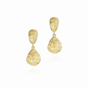 18K Yellow Gold Vermeil Hammered Dangle Earrings