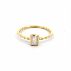 18K Yellow Gold Vermeil Moonstone Classic Ring