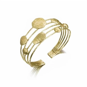 18K Yellow Gold Vermeil Multi Row Nugget Cuff Bracelet