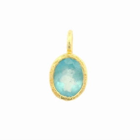 18K Yellow Gold Vermeil Oval Aquamarine Pendant