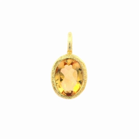 18K Yellow Gold Vermeil Oval Citrine Pendant