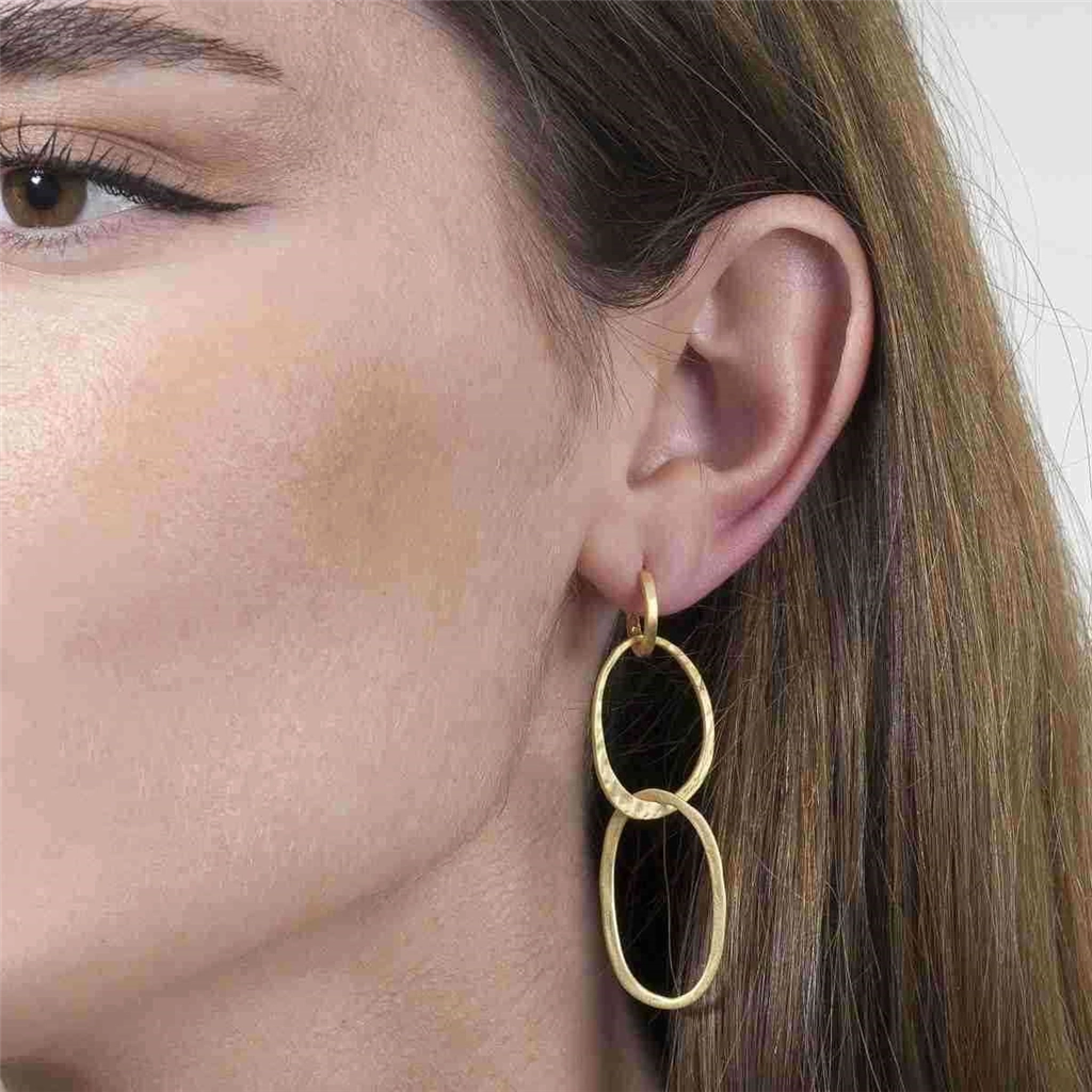 18K Yellow Gold Vermeil Oval Dangle Earrings