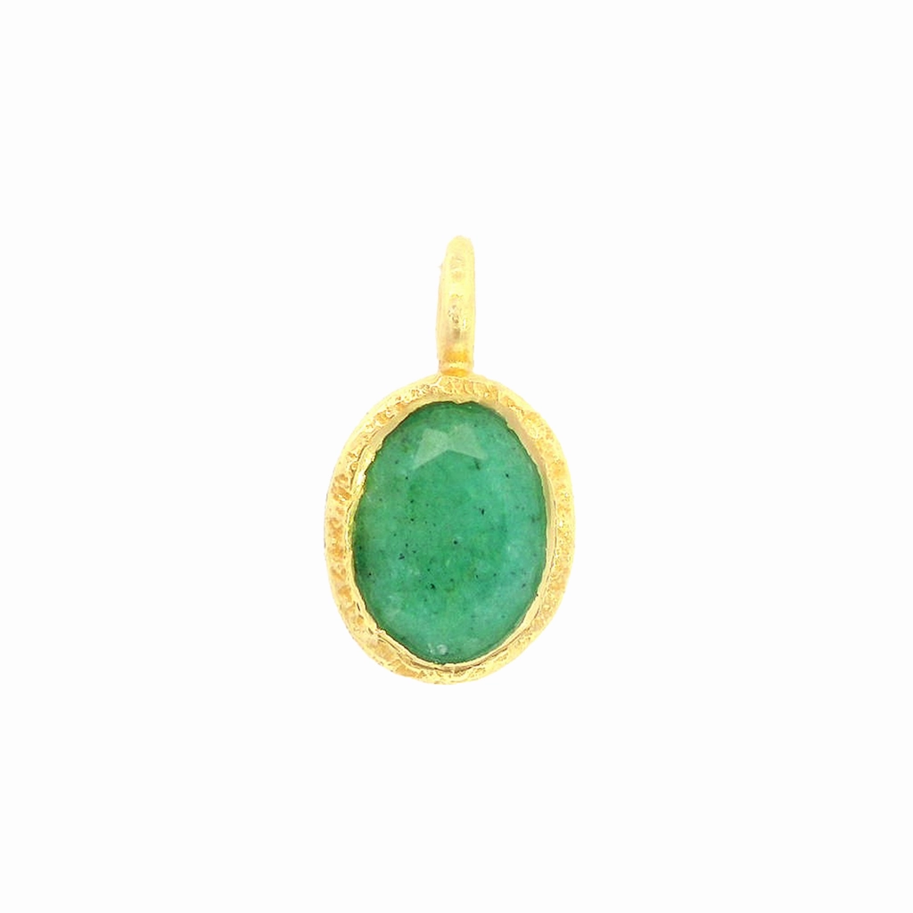 18K Yellow Gold Vermeil Oval Emerald Pendant