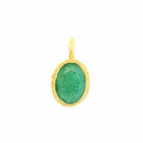 18K Yellow Gold Vermeil Oval Emerald Pendant
