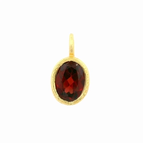 18K Yellow Gold Vermeil Oval Garnet Pendant
