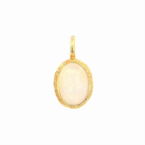 18K Yellow Gold Vermeil Oval Opal Pendant