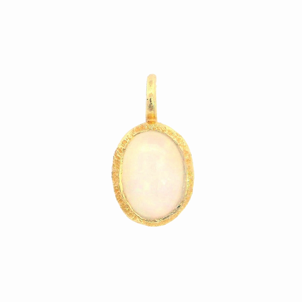 18K Yellow Gold Vermeil Oval Opal Pendant