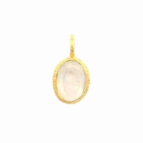 18K Yellow Gold Vermeil Oval Rainbow Moonstone Pendant