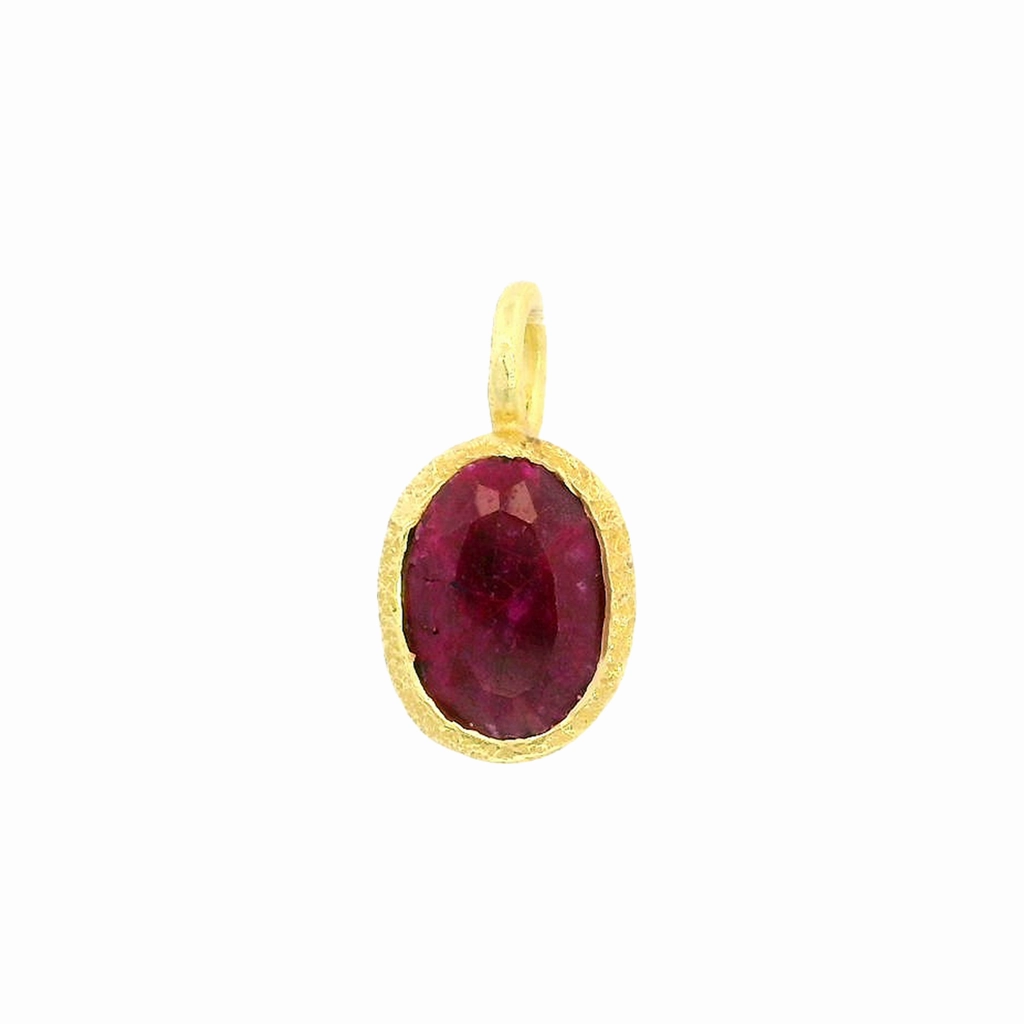 18K Yellow Gold Vermeil Oval Ruby Pendant