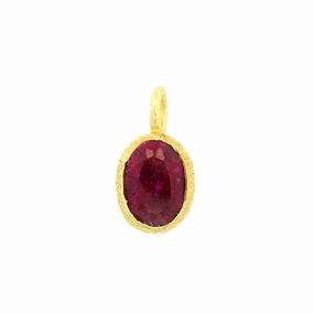 18K Yellow Gold Vermeil Oval Ruby Pendant