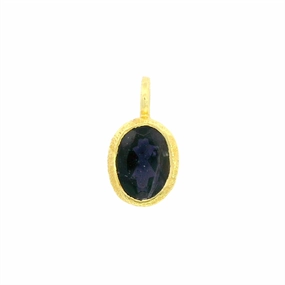 18K Yellow Gold Vermeil Oval Sapphire Pendant