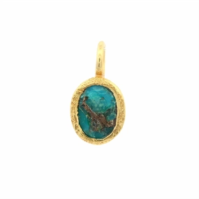 18K Yellow Gold Vermeil Oval Turquoise Pendant