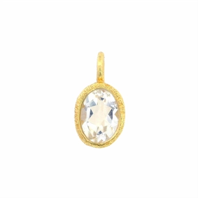 18K Yellow Gold Vermeil Oval White Topaz Pendant