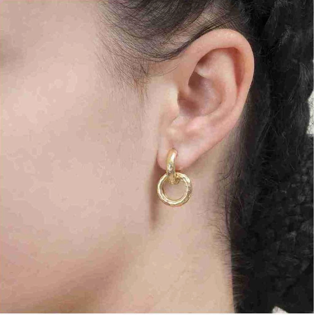 18K Yellow Gold Vermeil Round Dangle Earrings