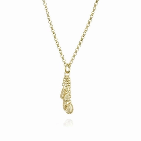 18K Yellow Gold Vermeil Textured Tassel Pendant