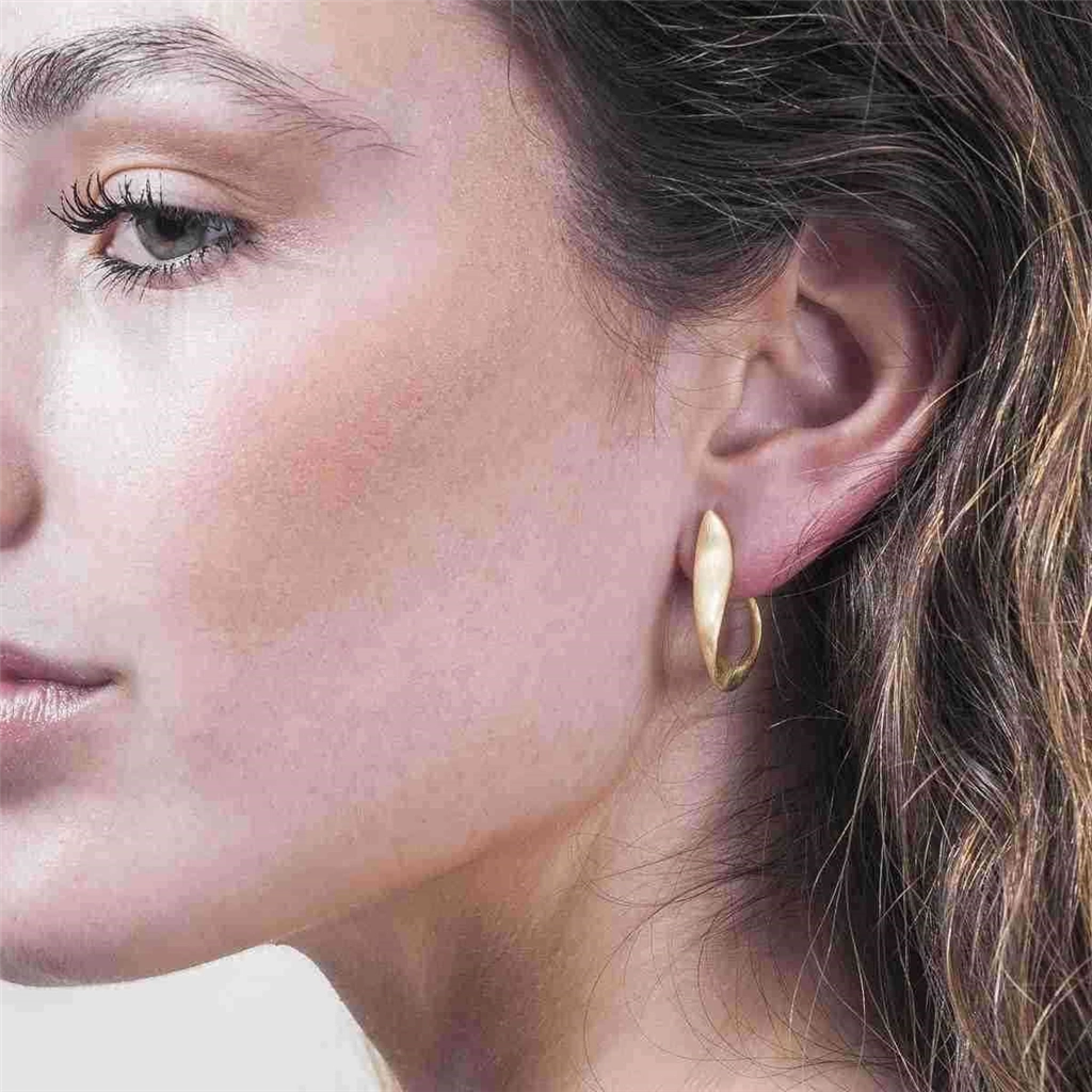 18K Yellow Gold Vermeil Twist Hoop Earrings