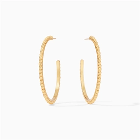 24K Yellow Gold Overlay 'Colette' Large Bead Hoop Earrings
