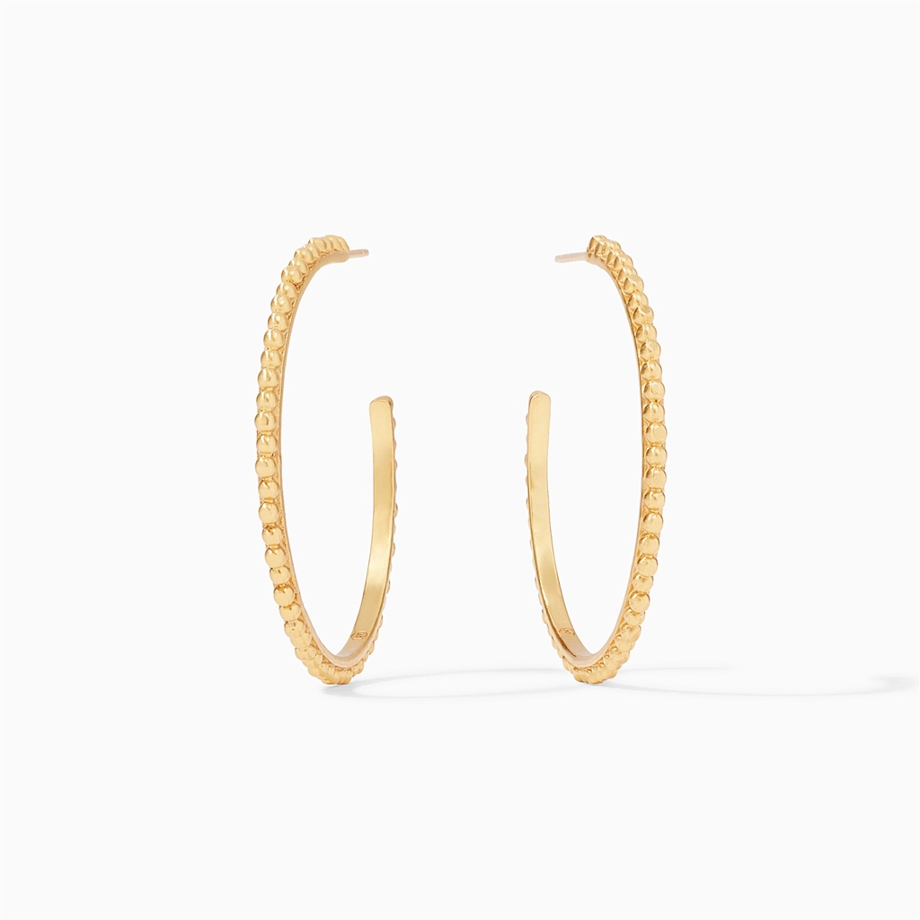 24K Yellow Gold Overlay 'Colette' Large Bead Hoop Earrings