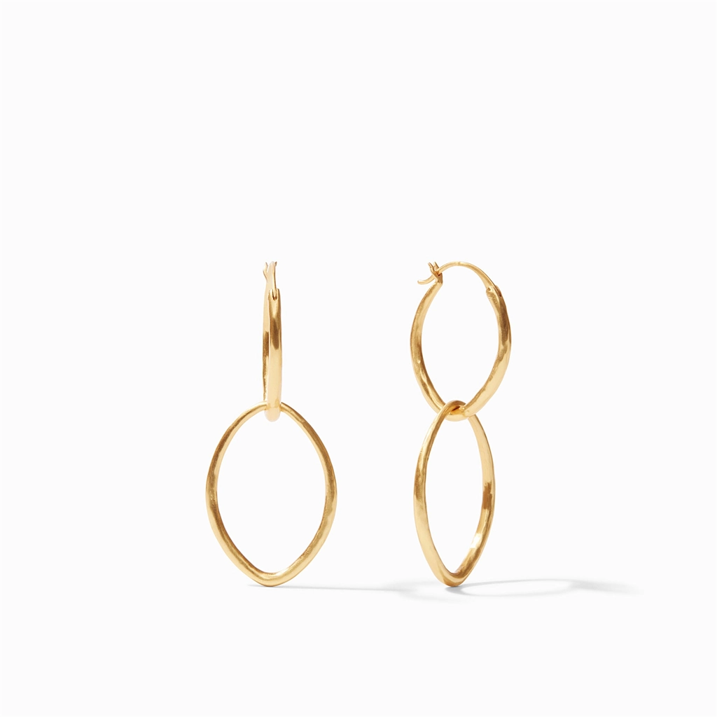 24K Yellow Gold Overlay 'Fleur-De-Lis' 2-In-1 Dangle Earrings