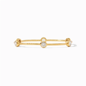 24K Yellow Gold Overlay 'Milano' Bangle Bracelet With Cubic Zirconia