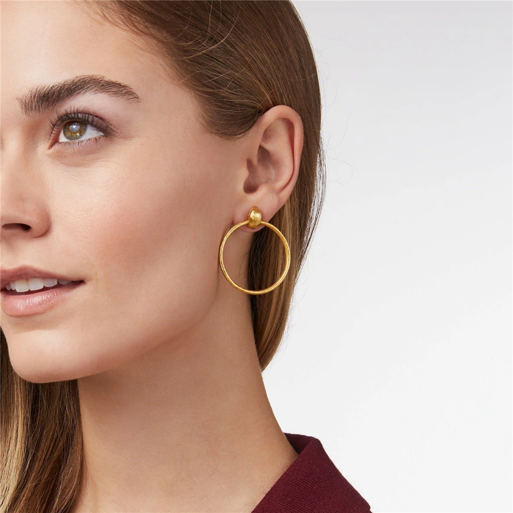24K Yellow Gold Overlay 'Palermo' Delicate Doorknocker Earrings