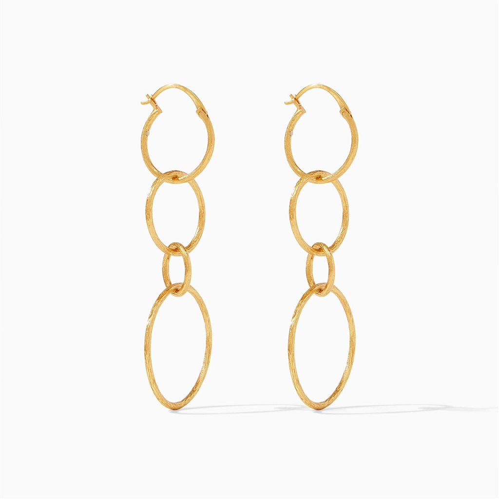 24K Yellow Gold Overlay 'Simone' 3-In-1 Dangle Earrings