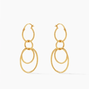 24K Yellow Gold Overlay 'Simone' 3-In-1 Dangle Earrings