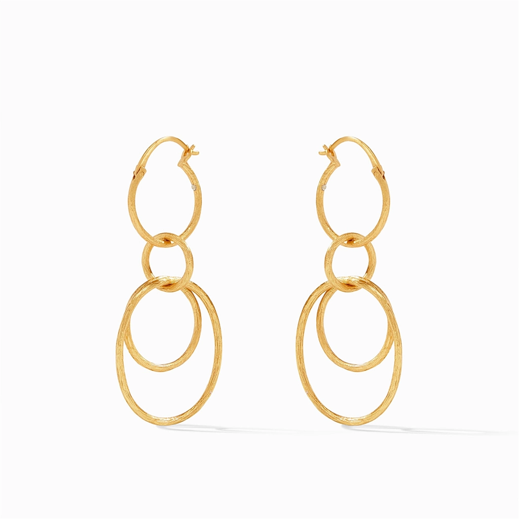 24K Yellow Gold Overlay 'Simone' 3-In-1 Dangle Earrings