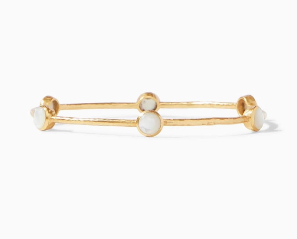 24K Yellow Gold Overlay Milano Mother Of Pearl Luxe Bangle Bracelet