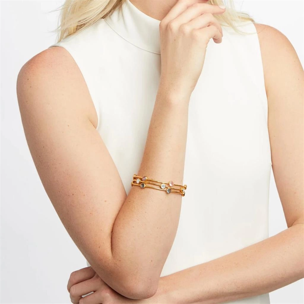 24K Yellow Gold Overlay Milano Mother Of Pearl Luxe Bangle Bracelet