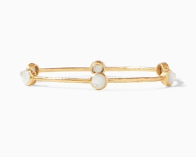 24K Yellow Gold Overlay Milano Mother Of Pearl Luxe Bangle Bracelet