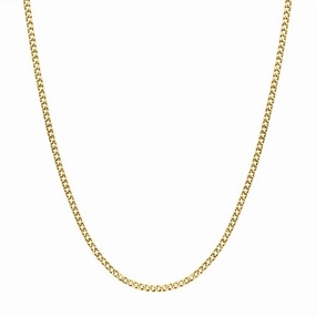 3.5mm 18K Gold IP Titanium Flat Curb Chain Necklace