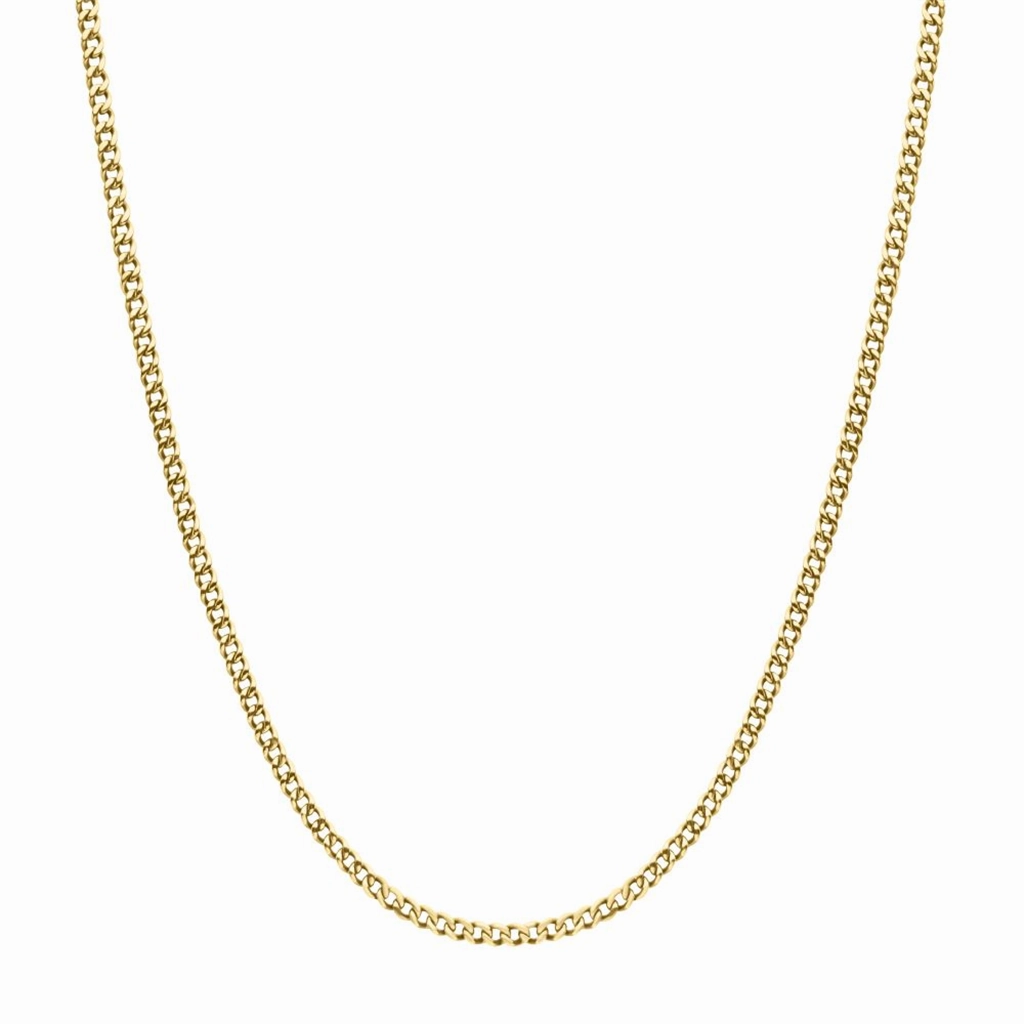 3.5mm 18K Gold IP Titanium Flat Curb Chain Necklace