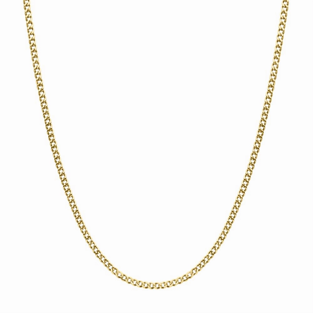 3.5mm 18K Gold IP Titanium Flat Curb Chain Necklace