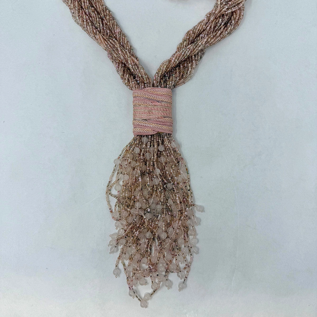 3 Strand Twisted Fringe Bead Necklace