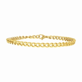 4.35mm 18K Gold IP Titanium Flat Curb Chain Bracelet