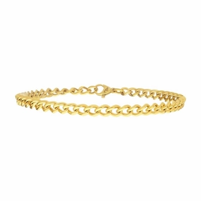 4.35mm 18K Gold IP Titanium Flat Curb Chain Bracelet