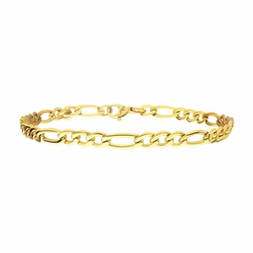 4.7mm 18K Gold IP Titanium Figaro Chain Bracelet