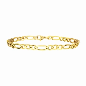 4.7mm 18K Gold IP Titanium Figaro Chain Bracelet