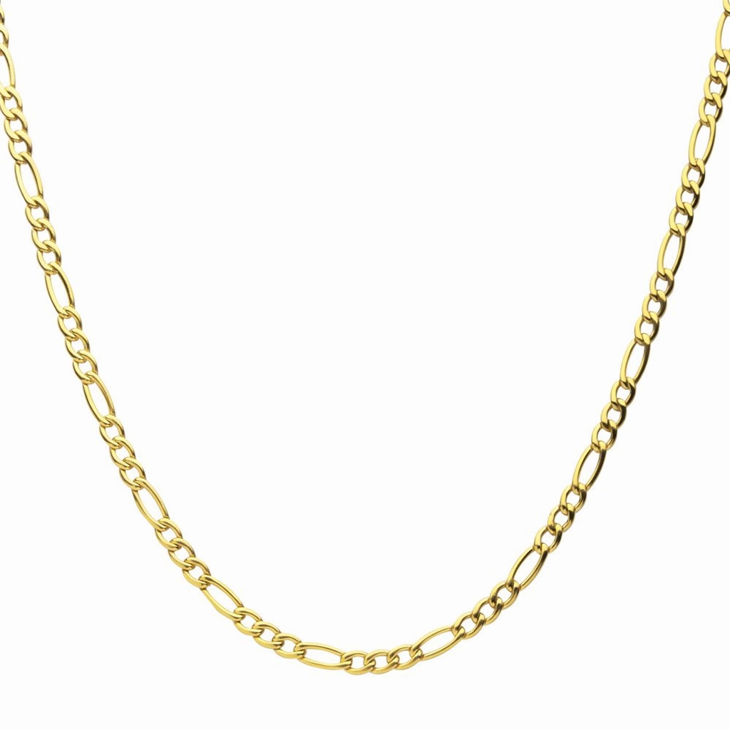 4.7mm 18K Gold IP Titanium Figaro Chain Necklace
