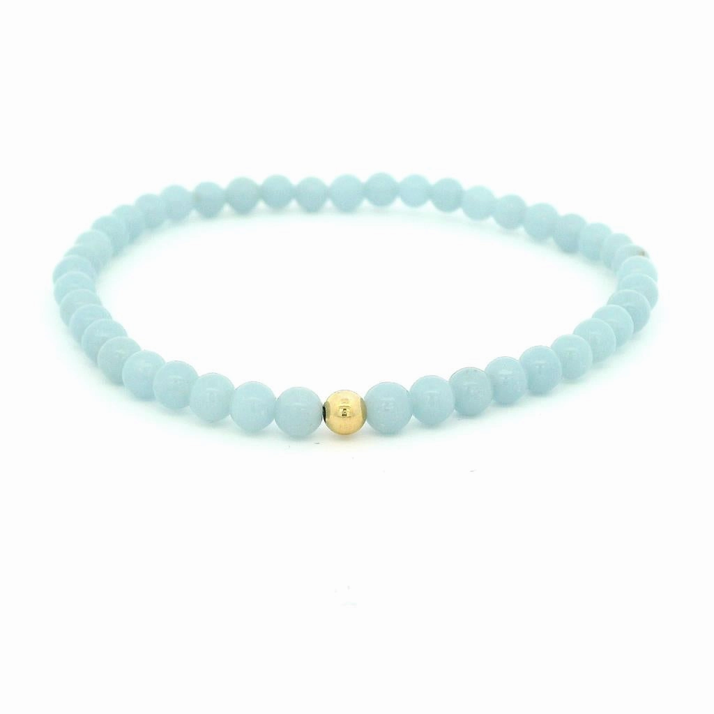 4mm Beaded Angelite Bracelet With Gold Filled Finishing Bead