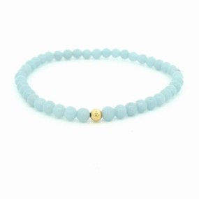 4mm Beaded Angelite Bracelet With Gold Filled Finishing Bead