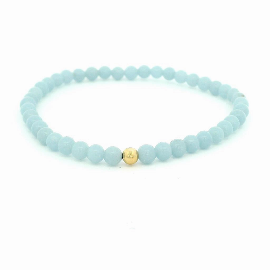 4mm Beaded Angelite Bracelet With Gold Filled Finishing Bead