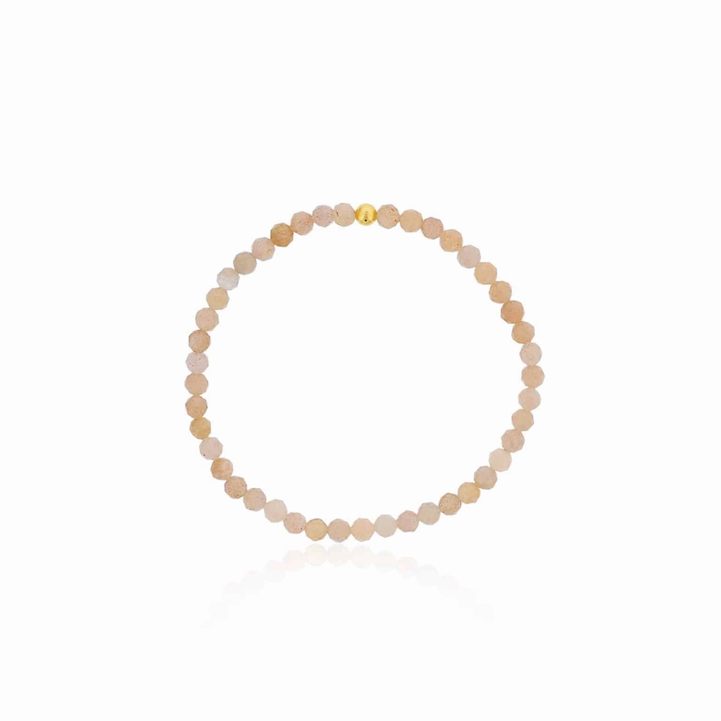 4mm Faceted Peach Moonstone Bracelet With Gold Filled Finishing Bead