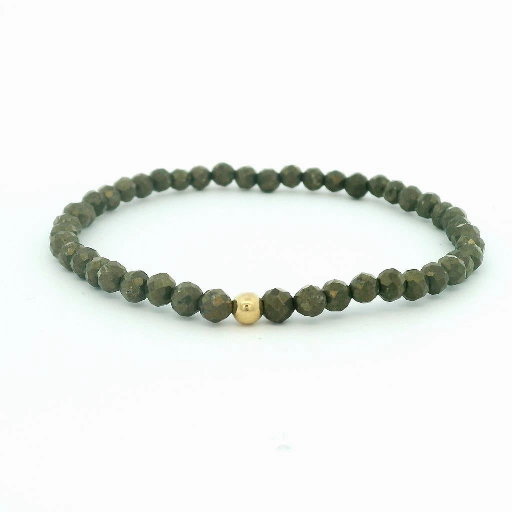 4mm Faceted Pyrite Bracelet With Gold Filled Finishing Bead