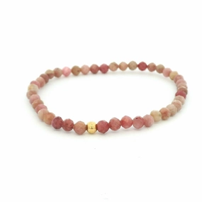 4mm Faceted Rhodonite Bracelet With Gold Filled Finishing Bead