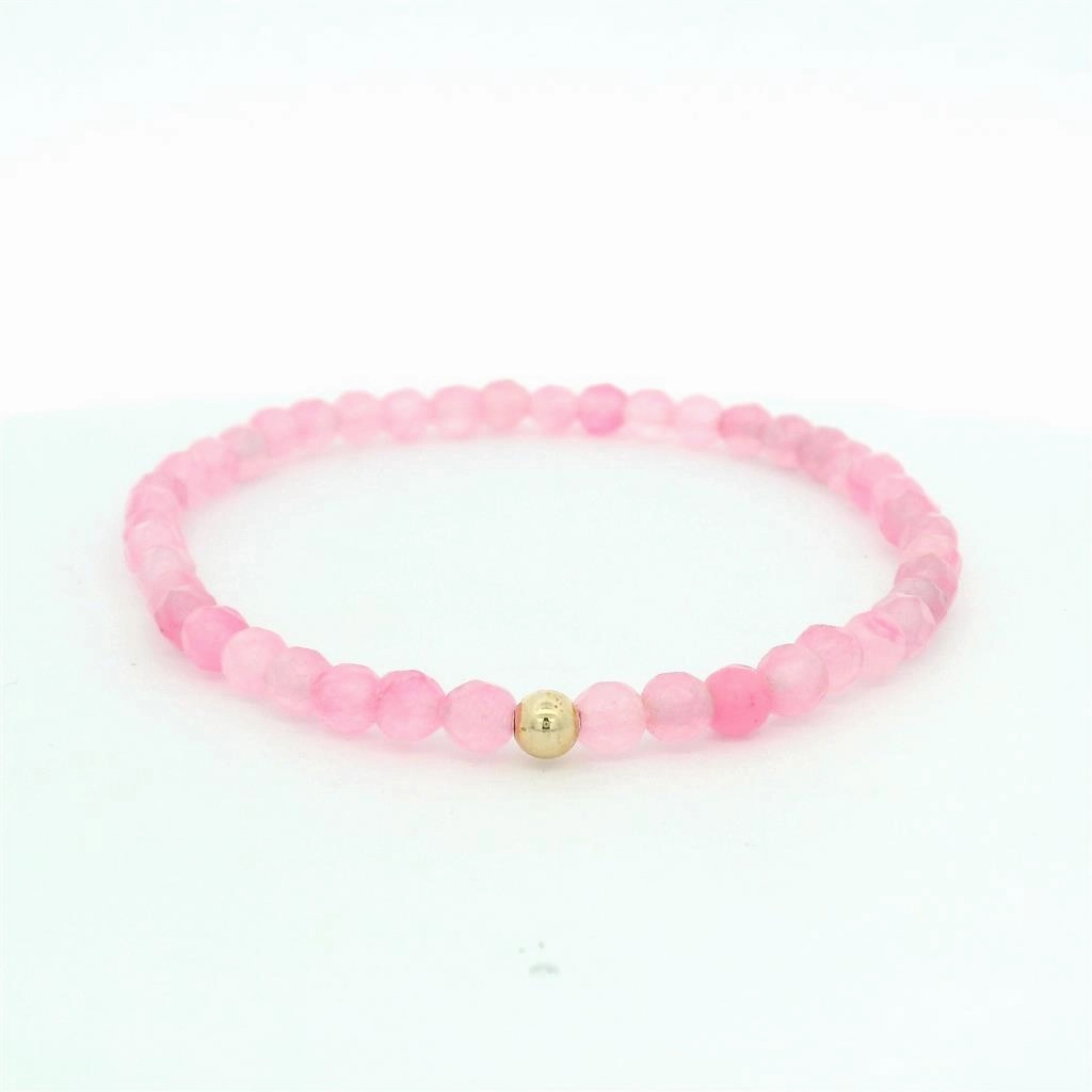 4mm Faceted Rose Quartz Bracelet With Gold Filled Finishing Bead