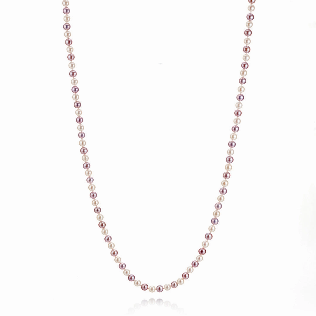 4mm Lavender & White Pearl Rope Necklace