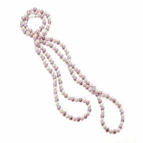 4mm Lavender & White Pearl Rope Necklace