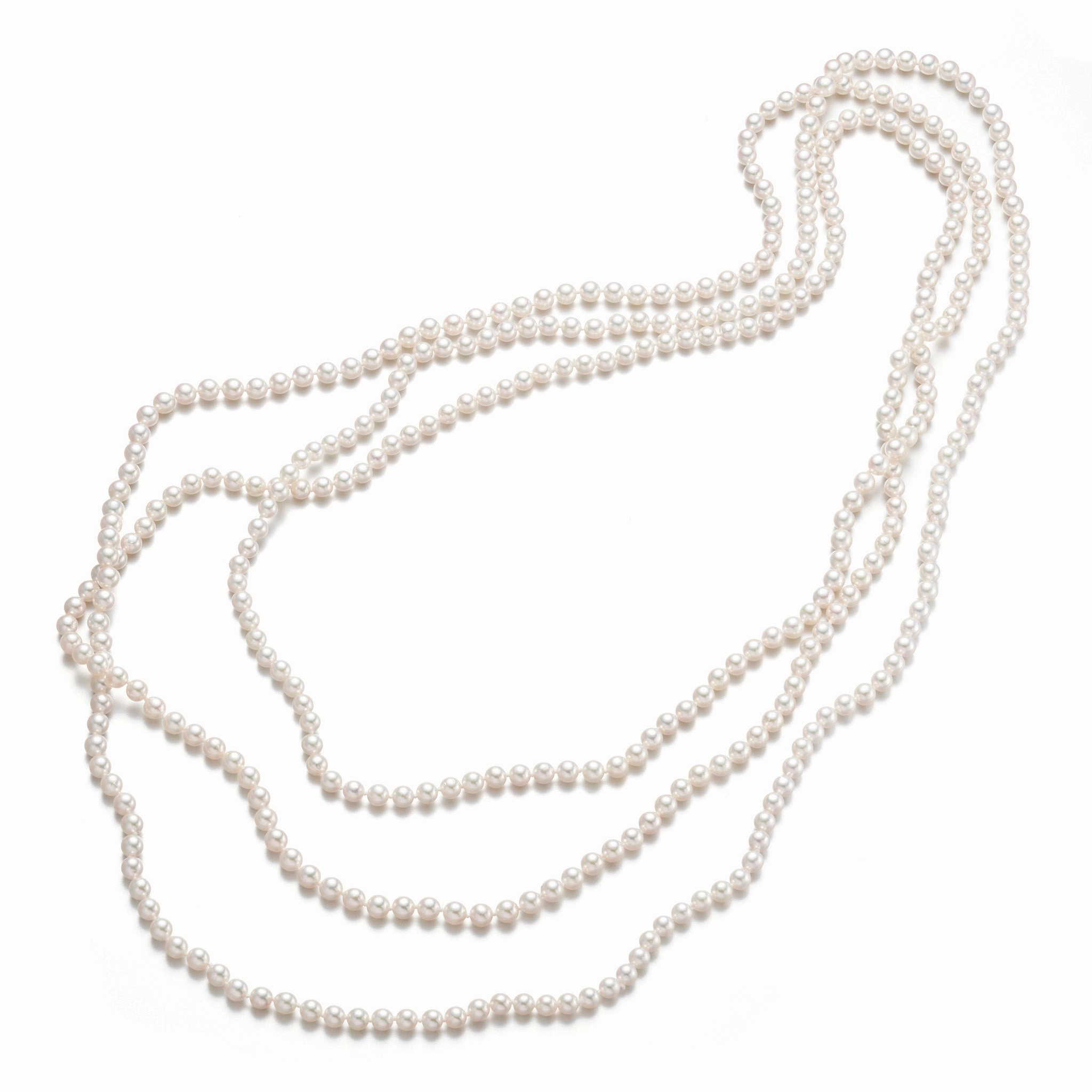 4mm White Akoya Pearl Rope Necklace